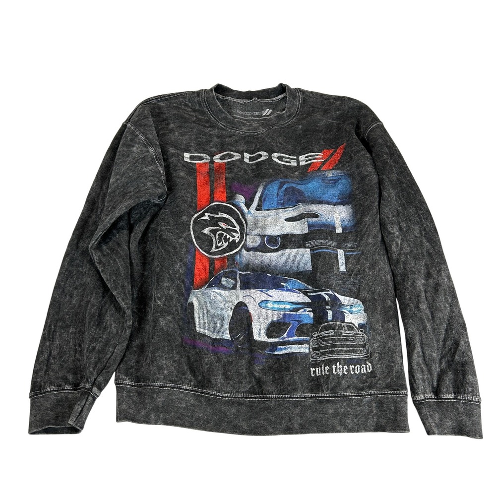 Dodge Hellcat Rule The Road Graphic Sweatshirt Acid Wash Black Small S P Racing